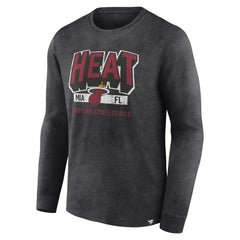 Fanatics - Miami Heat Front Court Press Snow Wash Long Sleeve T-Shirt - Heather Charcoal