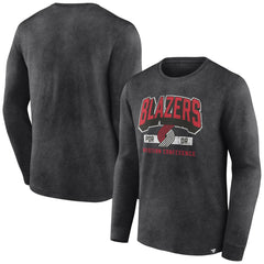 Fanatics - Portland Trail Blazers Front Court Press Snow Wash Long Sleeve T-Shirt - Heather Charcoal