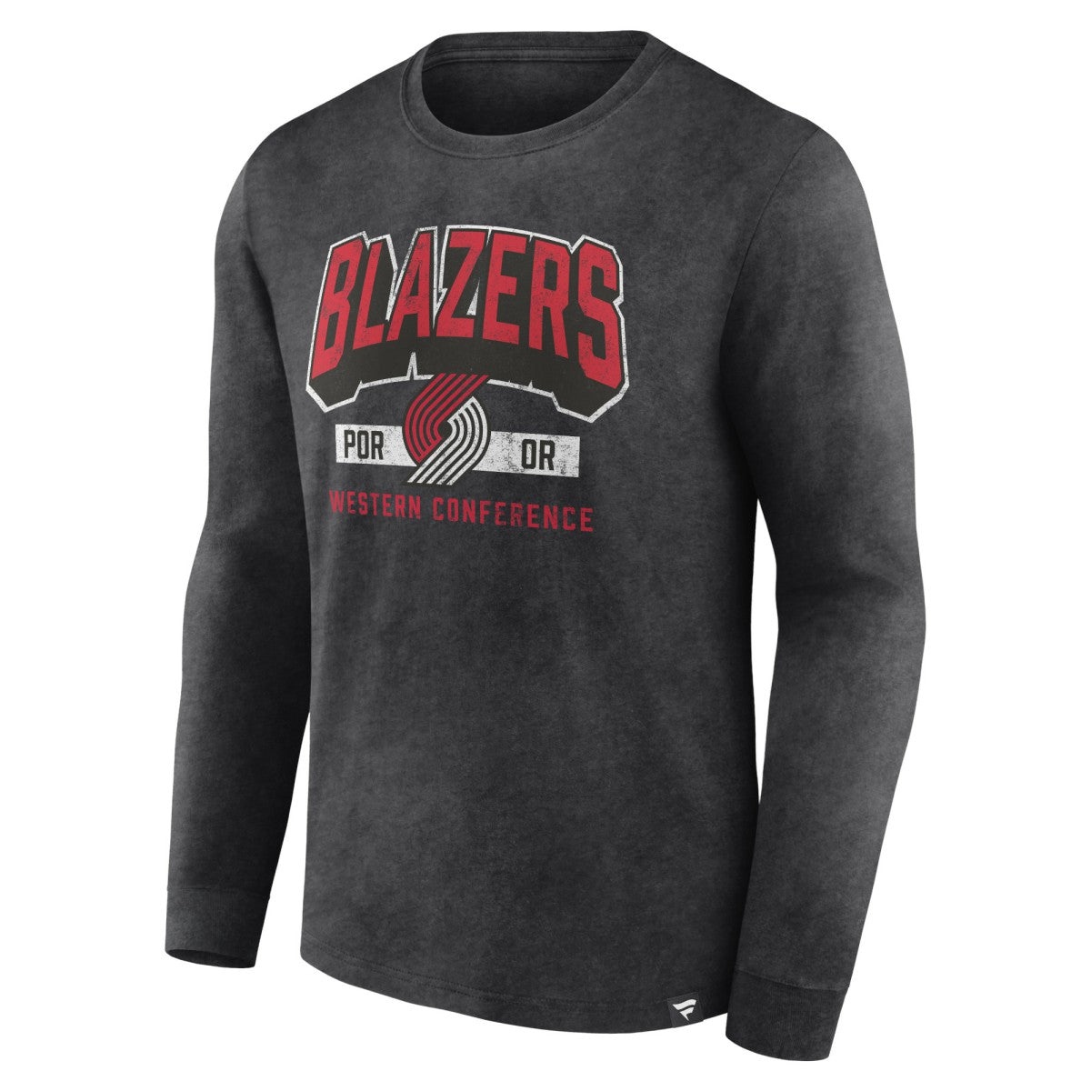 Fanatics - Portland Trail Blazers Front Court Press Snow Wash Long Sleeve T-Shirt - Heather Charcoal