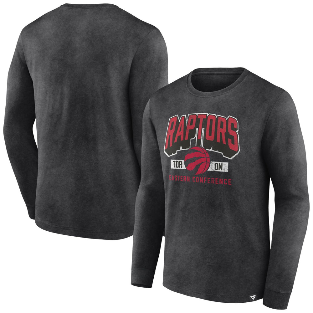 Fanatics - Toronto Raptors Front Court Press Snow Wash Long Sleeve T-Shirt - Heather Charcoal