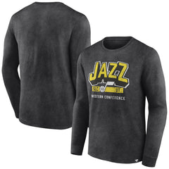 Fanatics - Utah Jazz Front Court Press Snow Wash Long Sleeve T-Shirt - Heather Charcoal