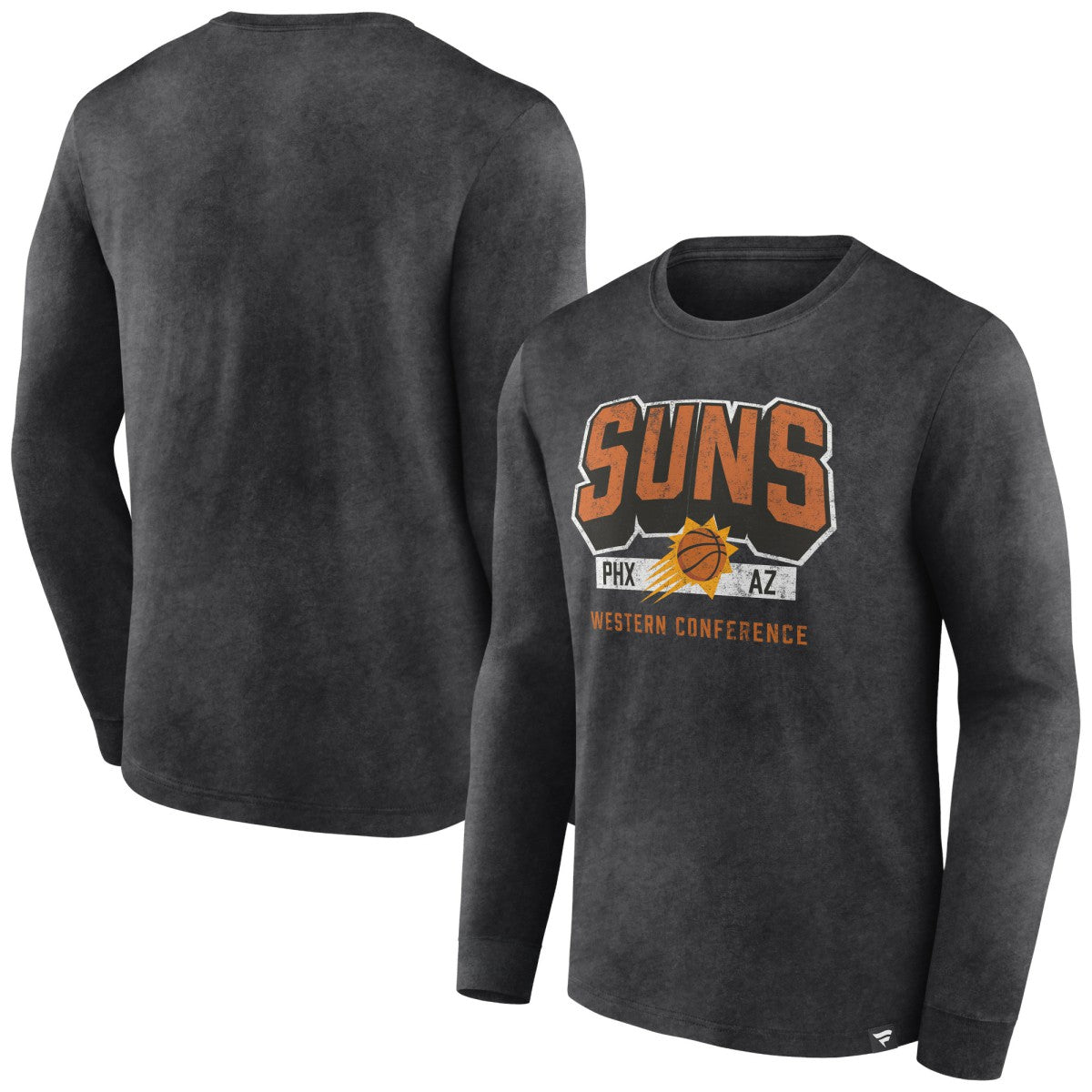 Fanatics - Phoenix Suns Front Court Press Snow Wash Long Sleeve T-Shirt - Heather Charcoal
