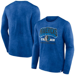 Fanatics - Dallas Mavericks Front Court Press Snow Wash Long Sleeve T-Shirt - Heather Royal