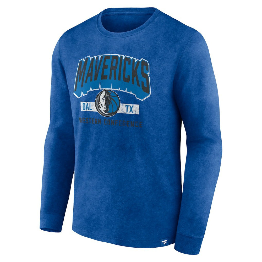 Fanatics - Dallas Mavericks Front Court Press Snow Wash Long Sleeve T-Shirt - Heather Royal