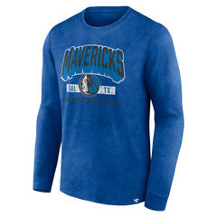 Fanatics - Dallas Mavericks Front Court Press Snow Wash Long Sleeve T-Shirt - Heather Royal