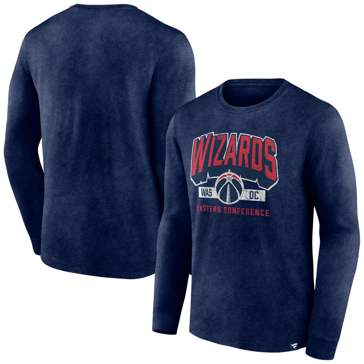 Fanatics - Washington Wizards Front Court Press Snow Wash Long Sleeve T-Shirt - Heather Navy