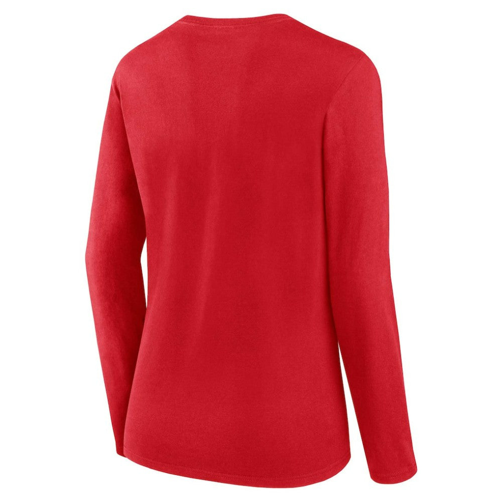 Washington Nationals Fanatics Women's Run The Bases Long Sleeve T-Shirt & Cuffed Knit Hat with Pom Combo Set Lifestyle