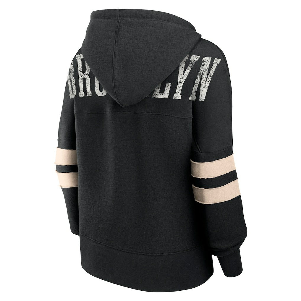 Fanatics - Brooklyn Nets Women's Bold Move Dolman V-Neck High Hip Hoodie - Black