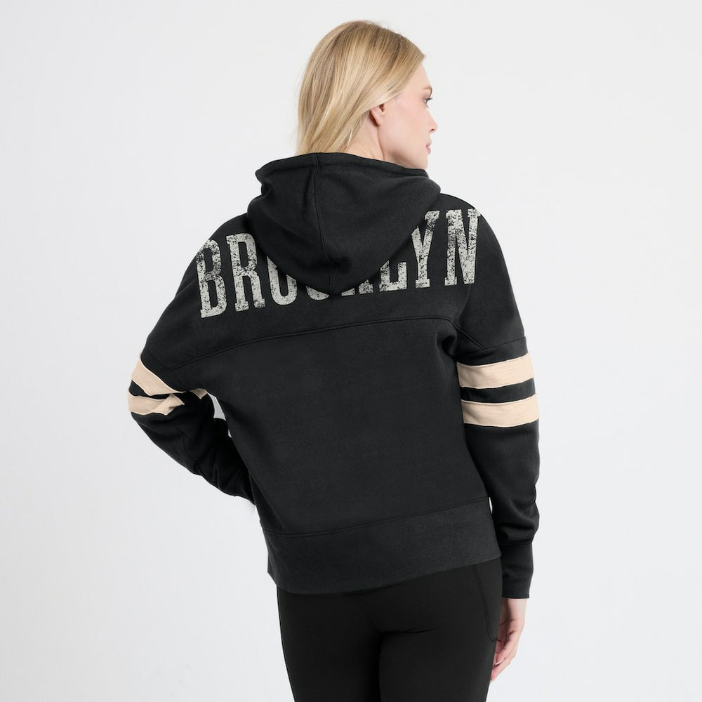 Fanatics - Brooklyn Nets Women's Bold Move Dolman V-Neck High Hip Hoodie - Black