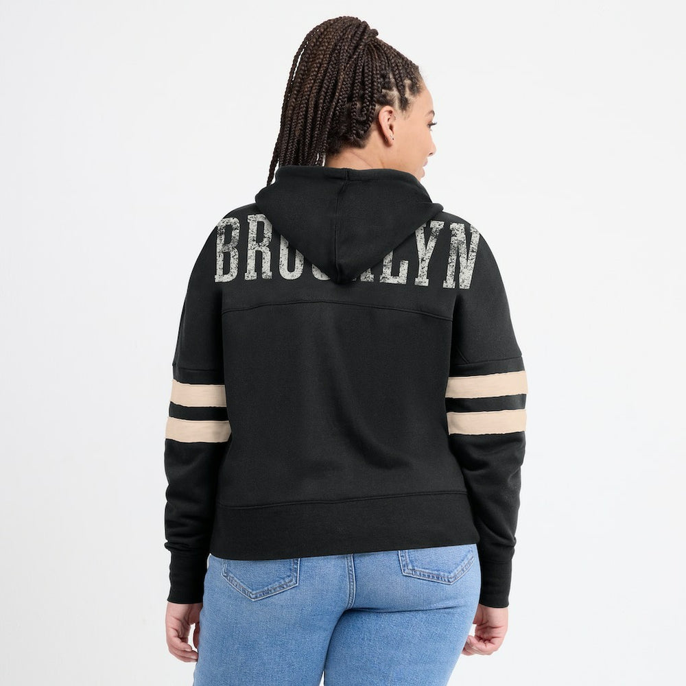 Fanatics - Brooklyn Nets Women's Bold Move Dolman V-Neck High Hip Hoodie - Black