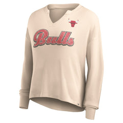 Fanatics - Chicago Bulls Women's Go For It Long Sleeve Notch Neck T-Shirt - Tan