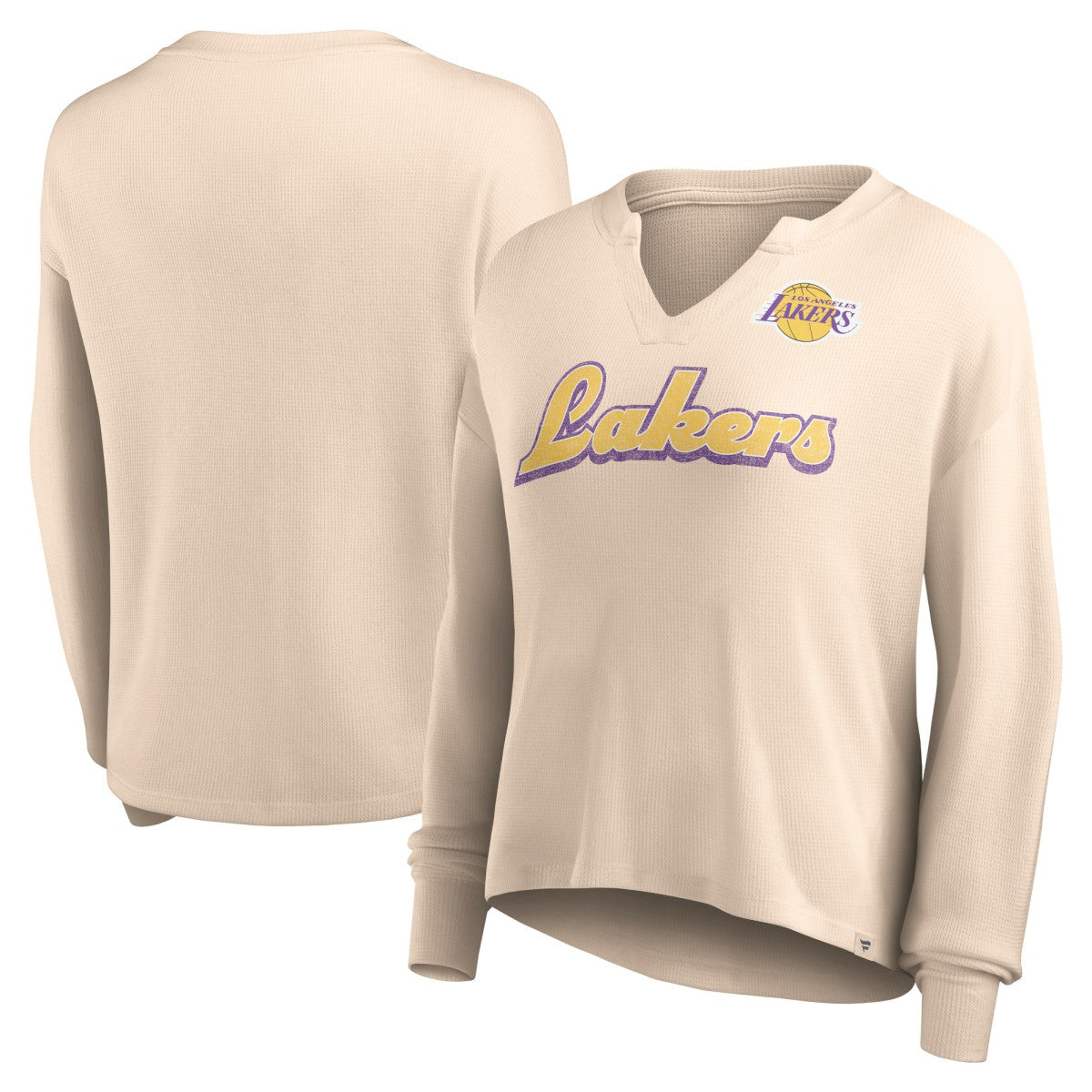 Fanatics - Los Angeles Lakers Women's Go For It Long Sleeve Notch Neck T-Shirt - Tan