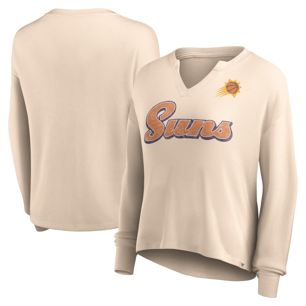 Fanatics - Phoenix Suns Women's Go For It Long Sleeve Notch Neck T-Shirt - Tan