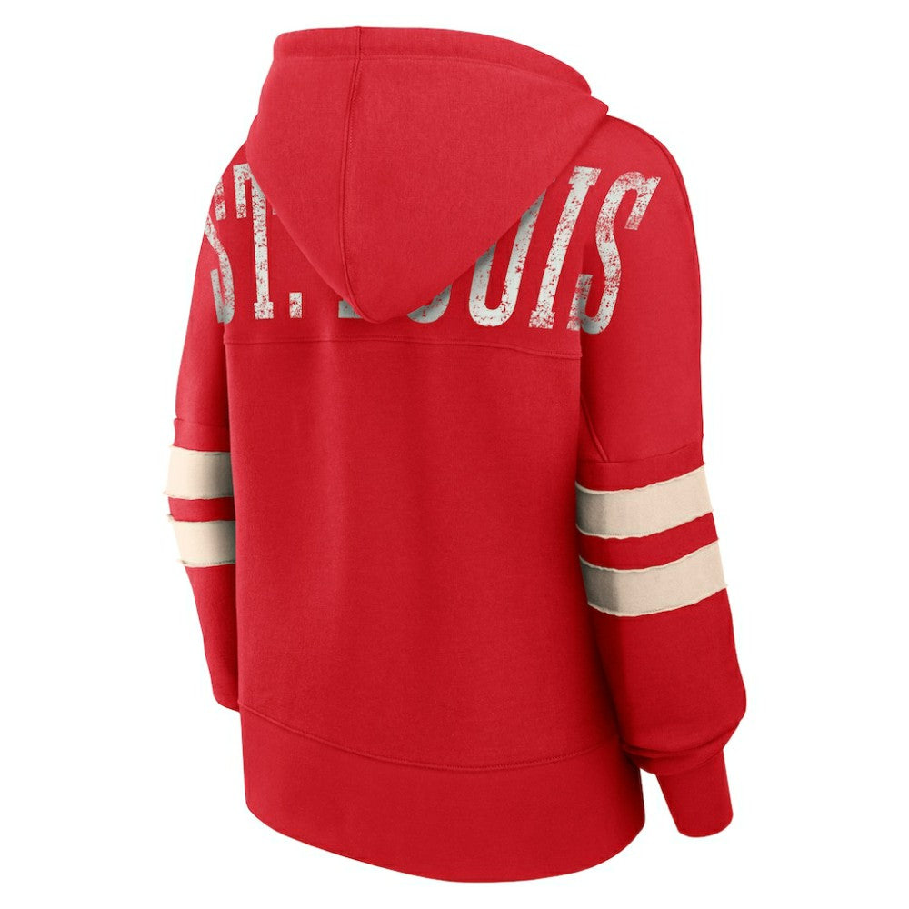 St. Louis Cardinals Fanatics Women's Bold Move Notch Neck High Hip Hoodie Lifestyle