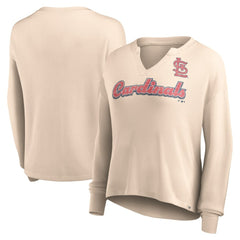 St. Louis Cardinals Fanatics Women's Go For It Waffle Knit Long Sleeve Notch Neck T-Shirt discount