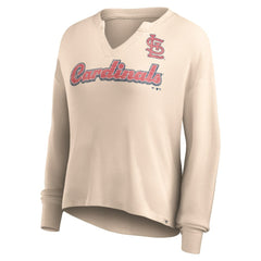 St. Louis Cardinals Fanatics Women's Go For It Waffle Knit Long Sleeve Notch Neck T-Shirt discount
