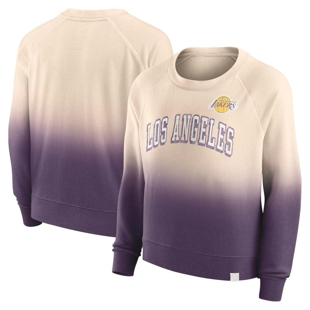 Fanatics - Los Angeles Lakers Women's Lounge Arch Raglan Pullover Sweatshirt - Tan/Purple