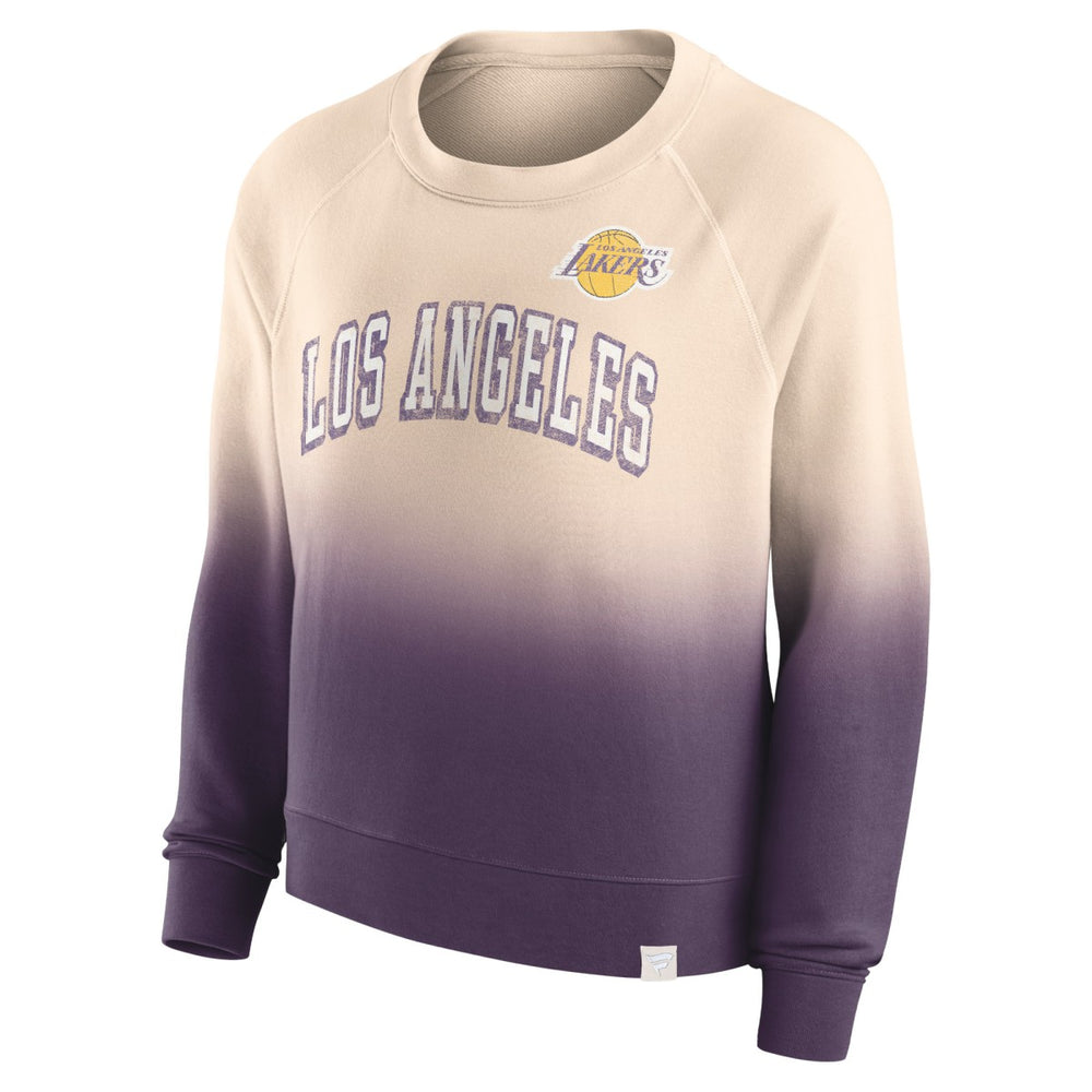 Fanatics - Los Angeles Lakers Women's Lounge Arch Raglan Pullover Sweatshirt - Tan/Purple