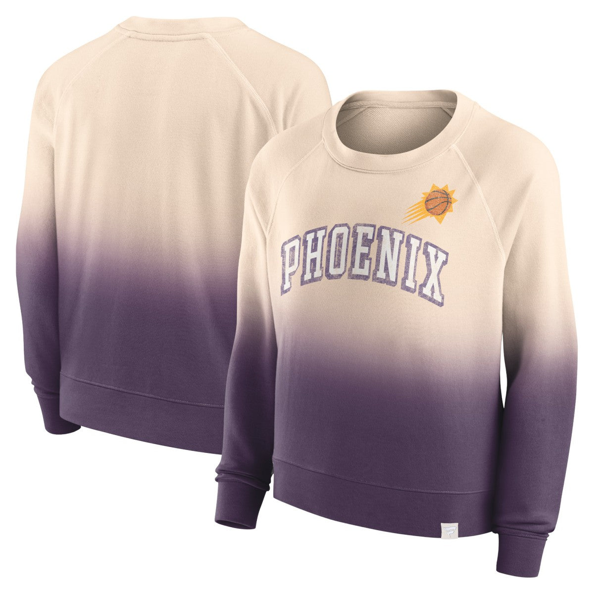 Fanatics - Phoenix Suns Women's Lounge Arch Raglan Pullover Sweatshirt - Tan/Purple