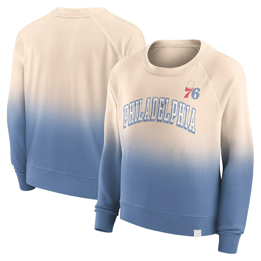 Fanatics - Philadelphia 76ers Women's Lounge Arch Raglan Pullover Sweatshirt - Tan/Royal