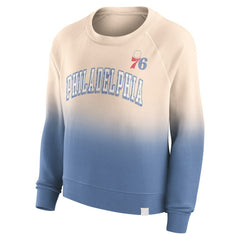 Fanatics - Philadelphia 76ers Women's Lounge Arch Raglan Pullover Sweatshirt - Tan/Royal