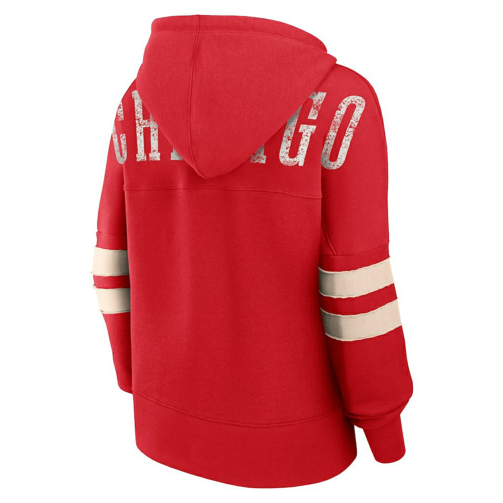 Fanatics - Chicago Bulls Women's Bold Move Dolman V-Neck High Hip Hoodie - Red