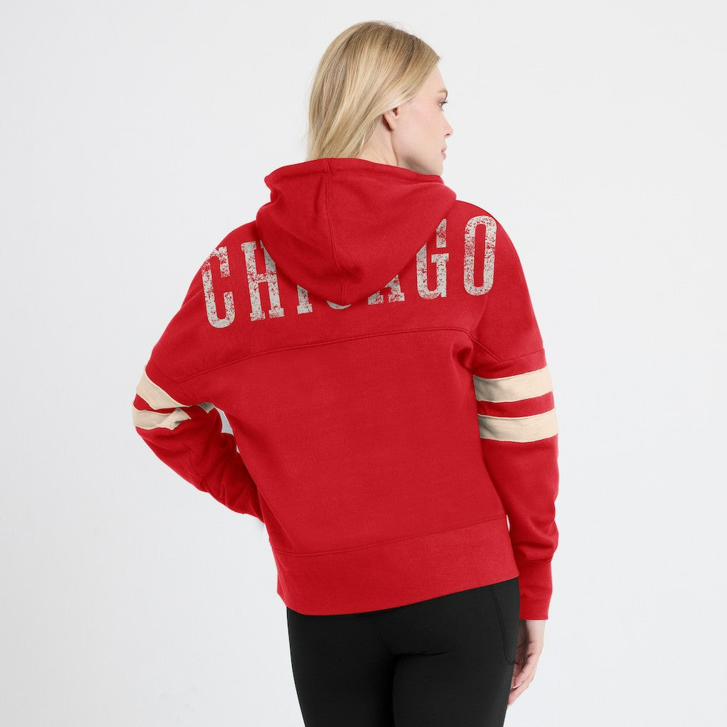 Fanatics - Chicago Bulls Women's Bold Move Dolman V-Neck High Hip Hoodie - Red