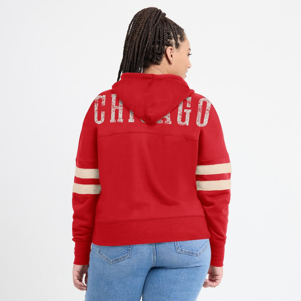 Fanatics - Chicago Bulls Women's Bold Move Dolman V-Neck High Hip Hoodie - Red