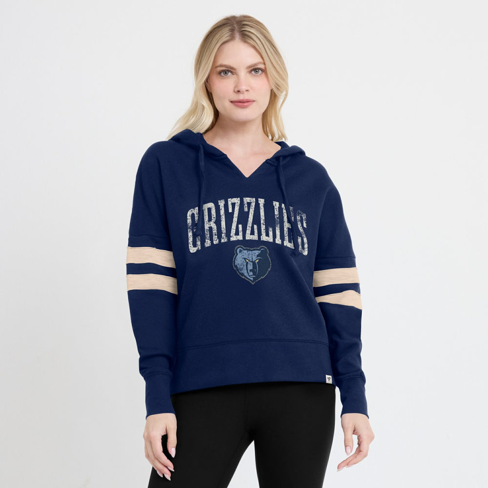 Fanatics - Memphis Grizzlies Women's Bold Move Dolman V-Neck High Hip Hoodie - Navy