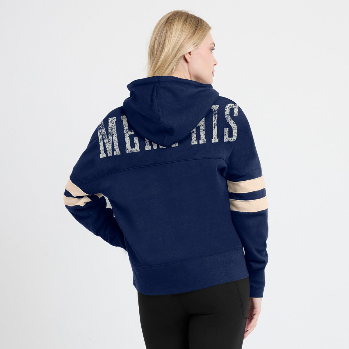 Fanatics - Memphis Grizzlies Women's Bold Move Dolman V-Neck High Hip Hoodie - Navy