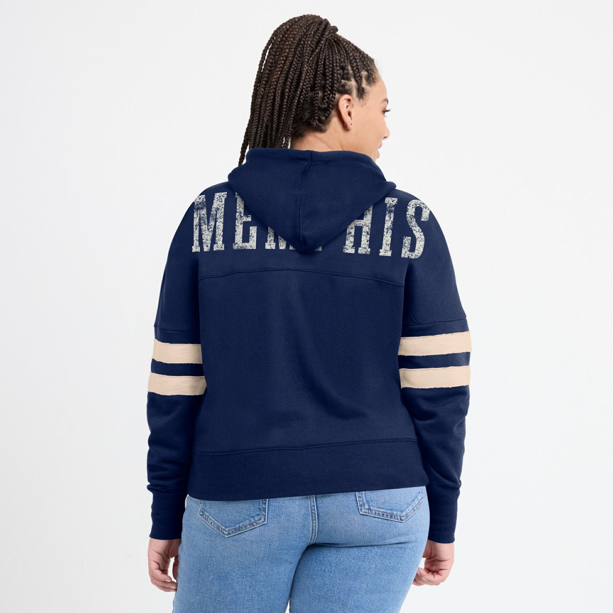 Fanatics - Memphis Grizzlies Women's Bold Move Dolman V-Neck High Hip Hoodie - Navy