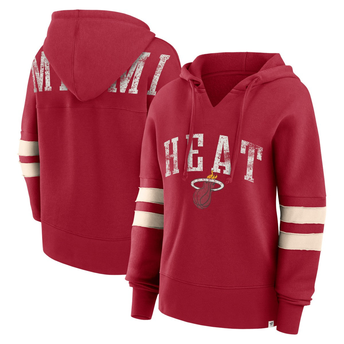 Fanatics - Miami Heat Women's Bold Move Dolman V-Neck High Hip Hoodie - Red