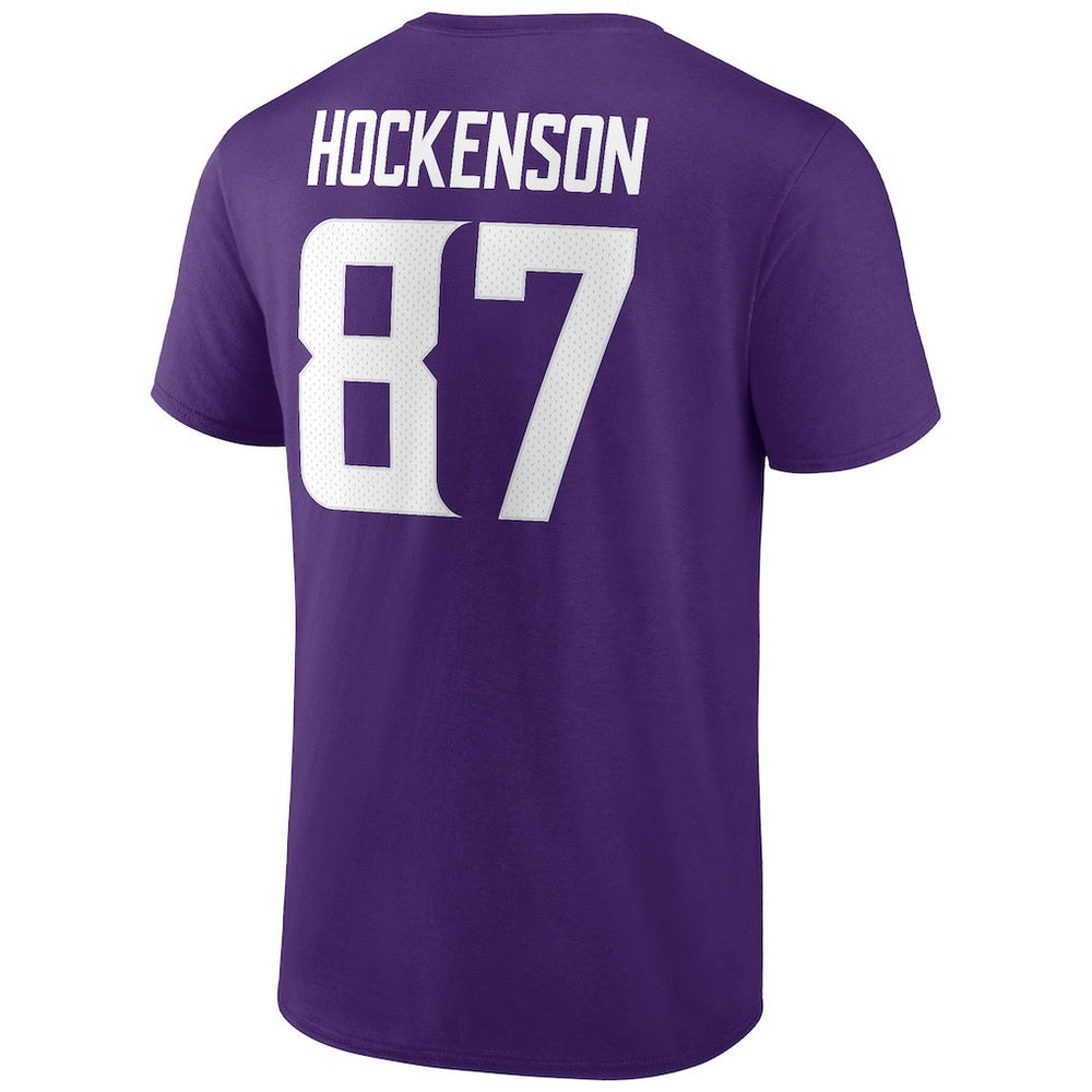 T.J. Hockenson Minnesota Vikings Icon Player Name & Number T-Shirt Purple - NFL