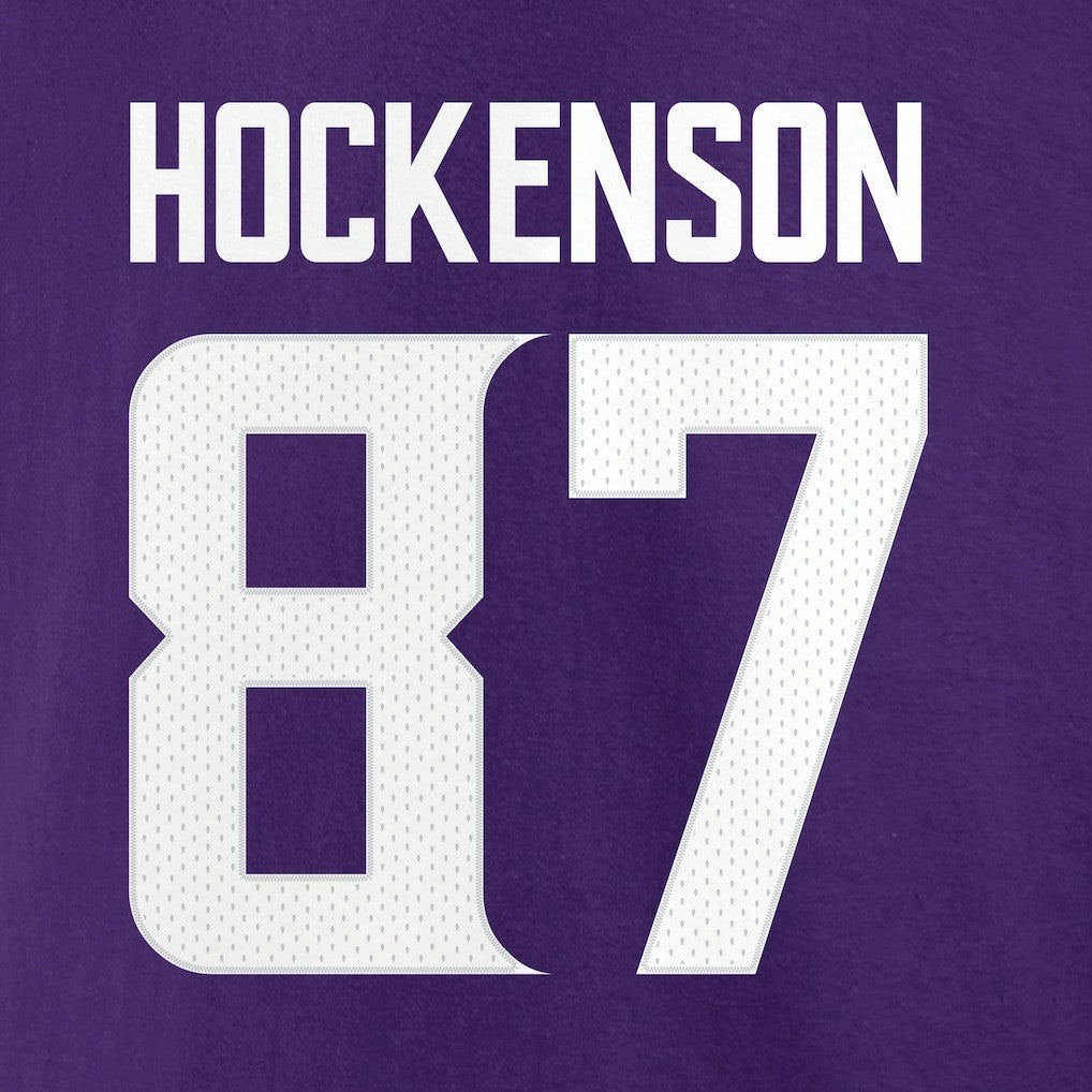 T.J. Hockenson Minnesota Vikings Icon Player Name & Number T-Shirt Purple - NFL