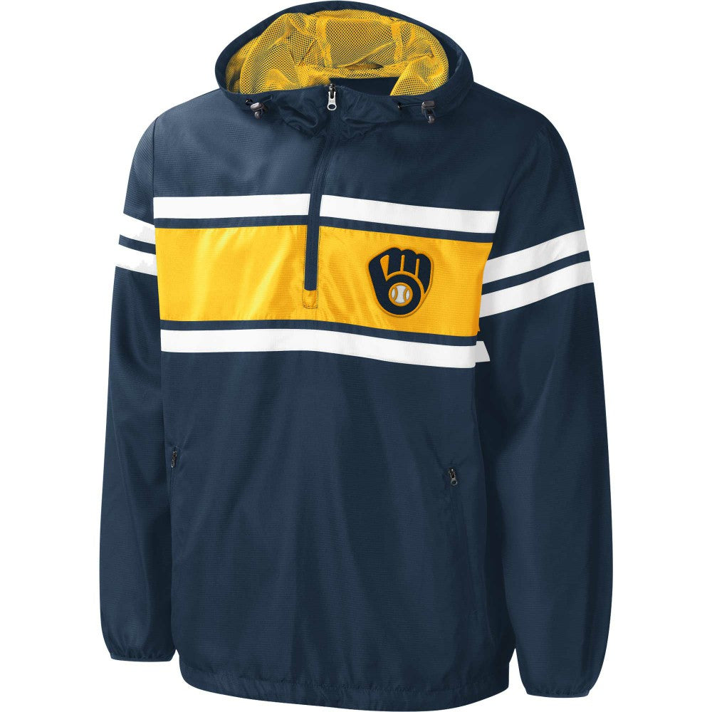 Milwaukee Brewers G-III Sports by Carl Banks Game Score Quarter-Zip Windbreaker for sale