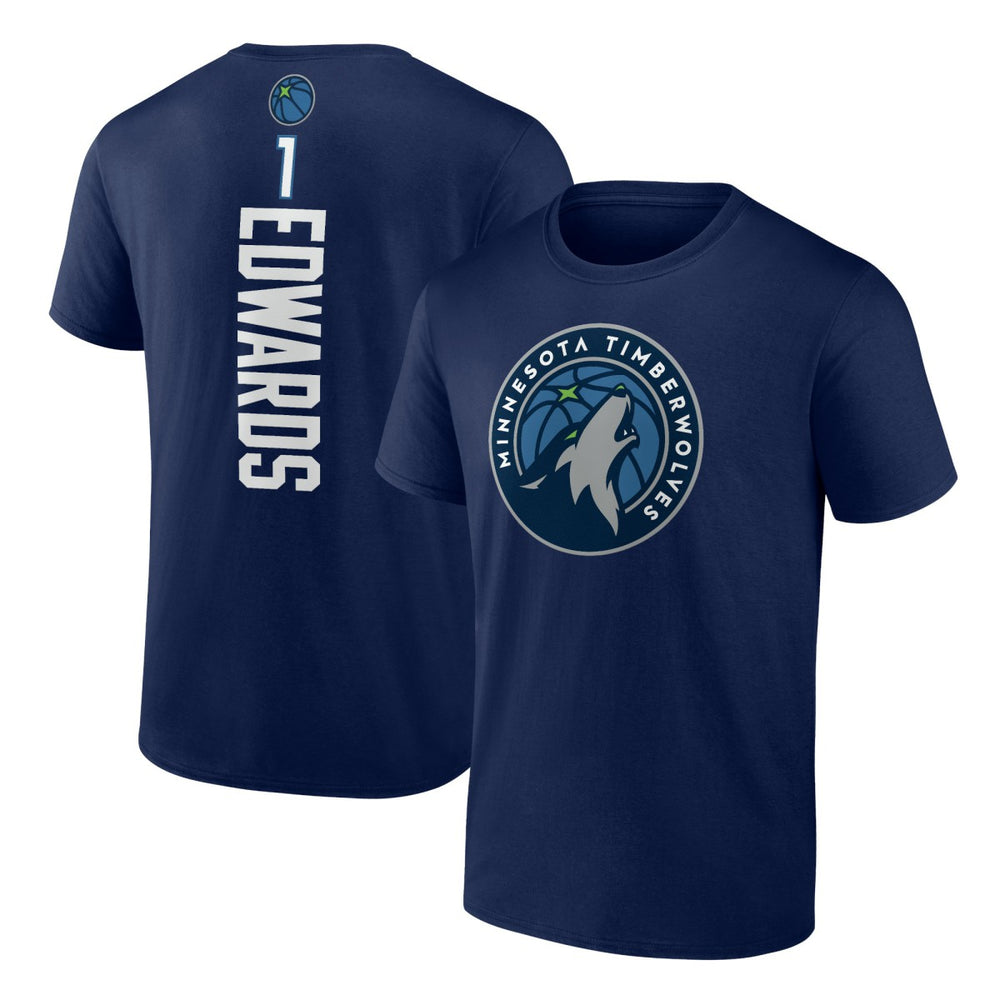 NBA - Anthony Edwards Minnesota Timberwolves Playmaker Team Name & Number T-Shirt - Navy