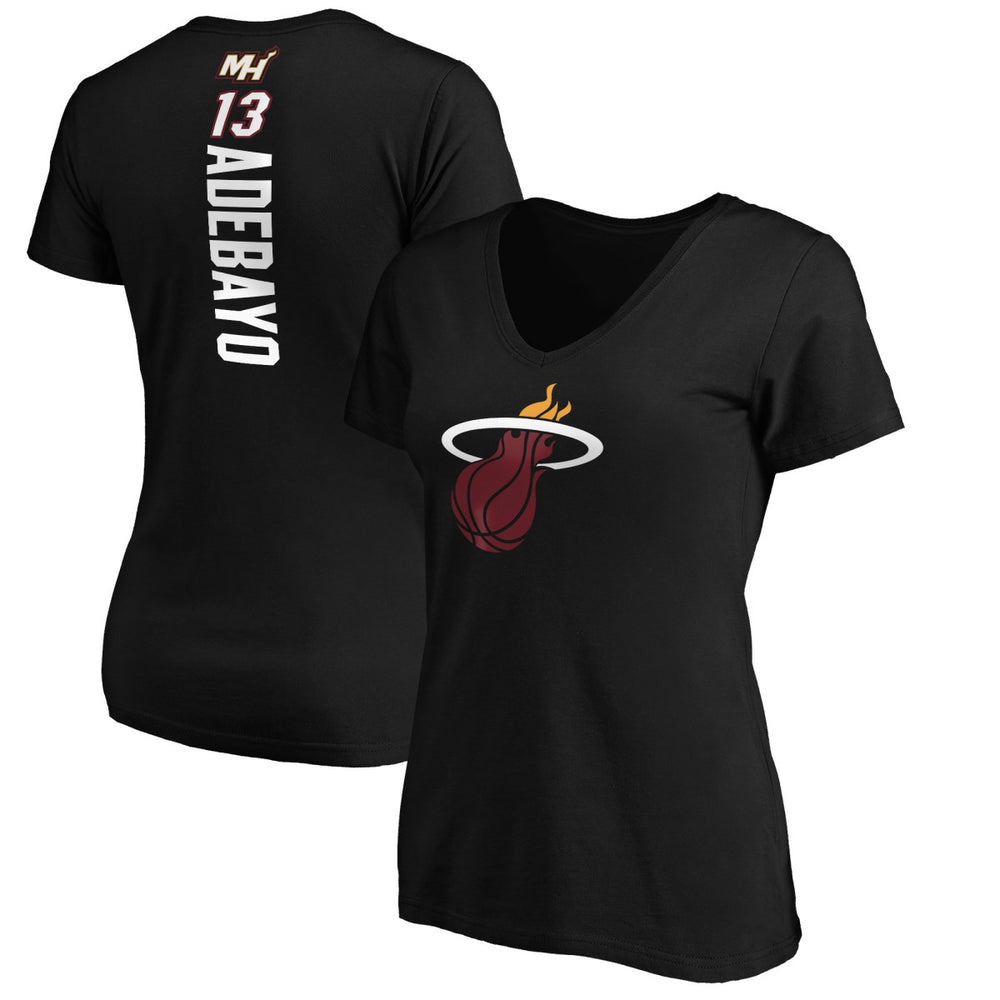 NBA - Bam Adebayo Miami Heat Women's Playmaker Team Name & Number V-Neck T-Shirt - Black