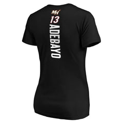 NBA - Bam Adebayo Miami Heat Women's Playmaker Team Name & Number V-Neck T-Shirt - Black