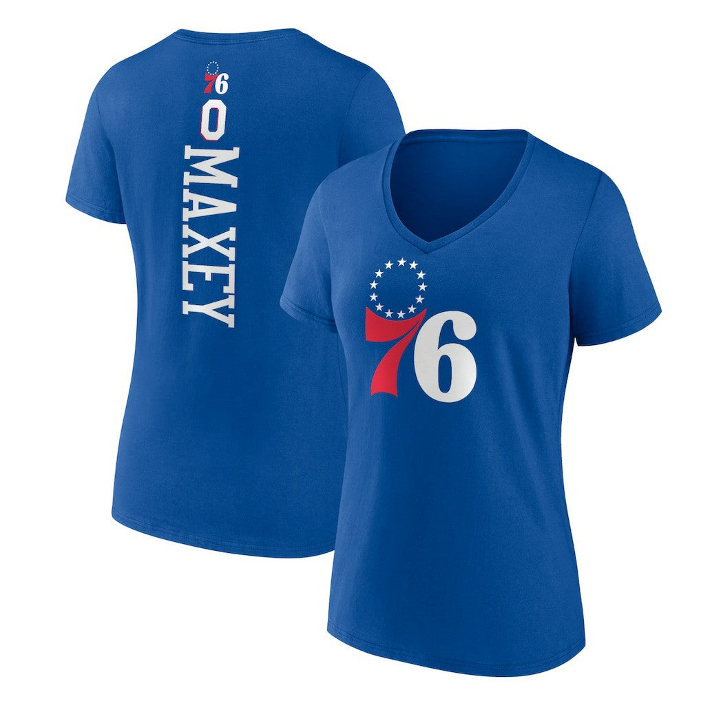 NBA - Tyrese Maxey Philadelphia 76ers Women's Playmaker Team Name & Number V-Neck T-Shirt - Royal