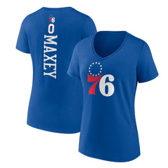 NBA - Tyrese Maxey Philadelphia 76ers Women's Playmaker Team Name & Number V-Neck T-Shirt - Royal