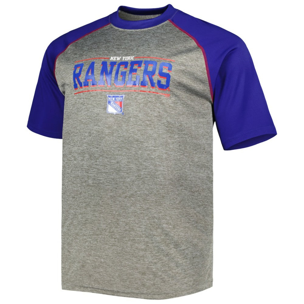 Mika Zibanejad New York Rangers Fanatics Big & Tall Contrast Raglan Name & Number T-Shirt Heather Gray/Blue