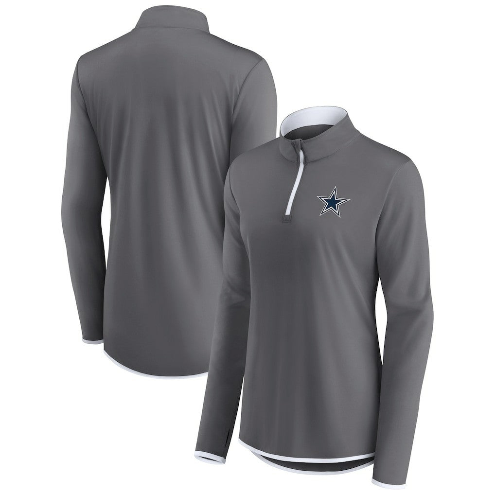Dallas Cowboys Women's Corner Long Sleeve 1/4 Zip Top Gray - Fanatics
