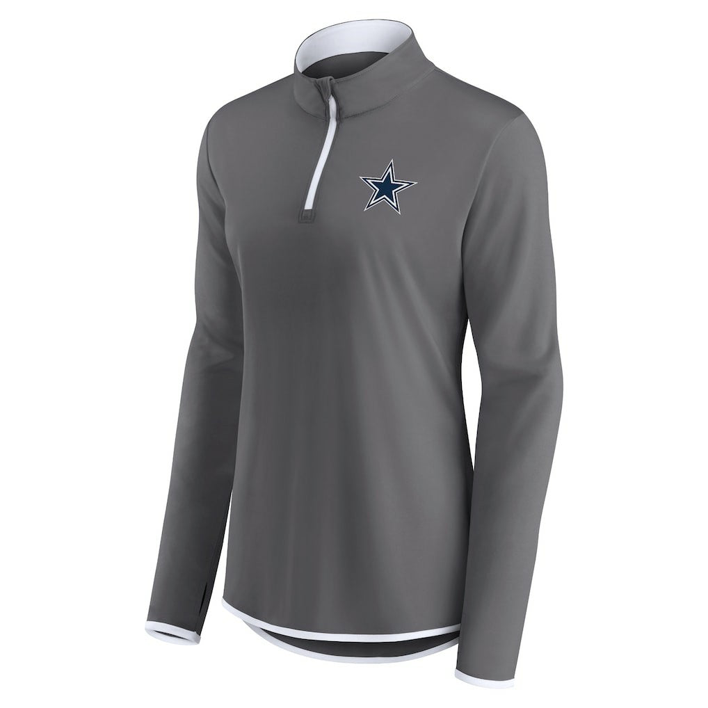 Dallas Cowboys Women's Corner Long Sleeve 1/4 Zip Top Gray - Fanatics