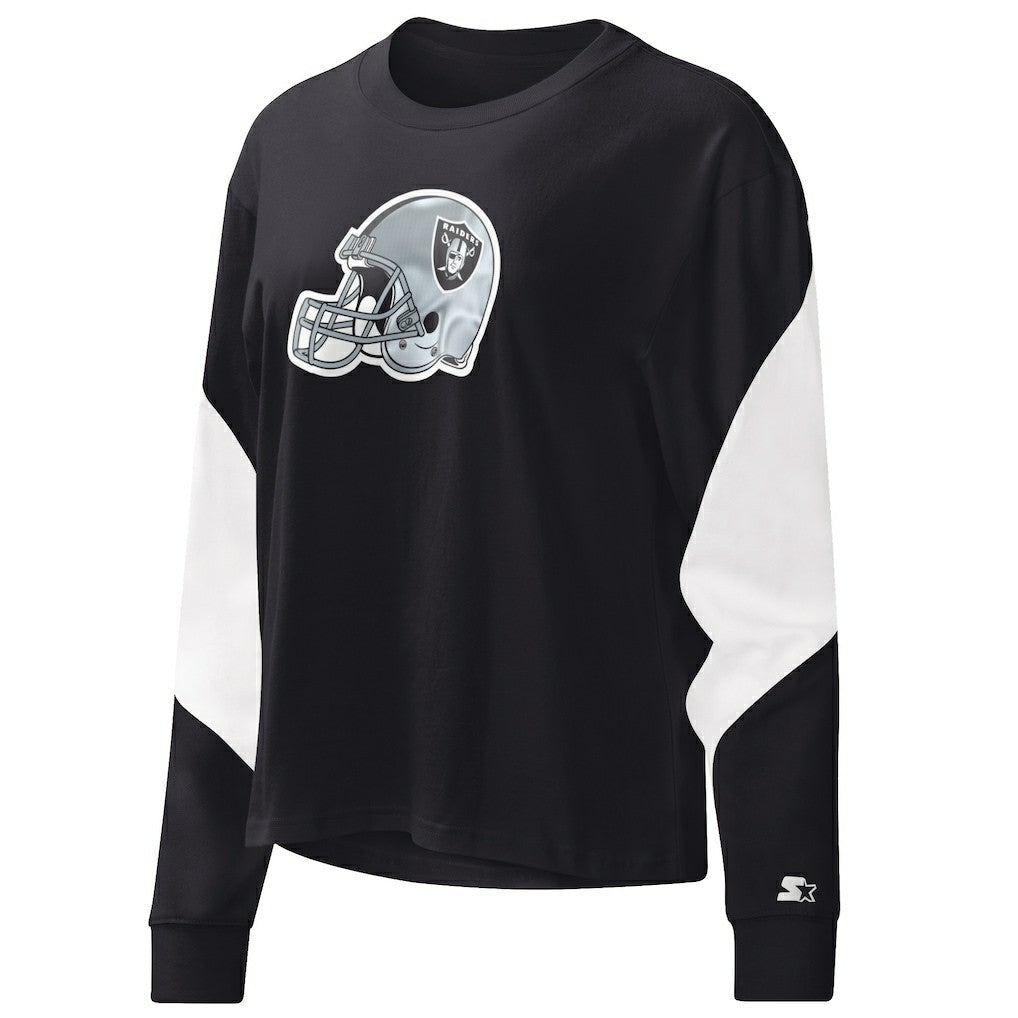 Las Vegas Raiders Starter Women's Insight Crop Tri-Blend Long Sleeve T-Shirt Black - NFL