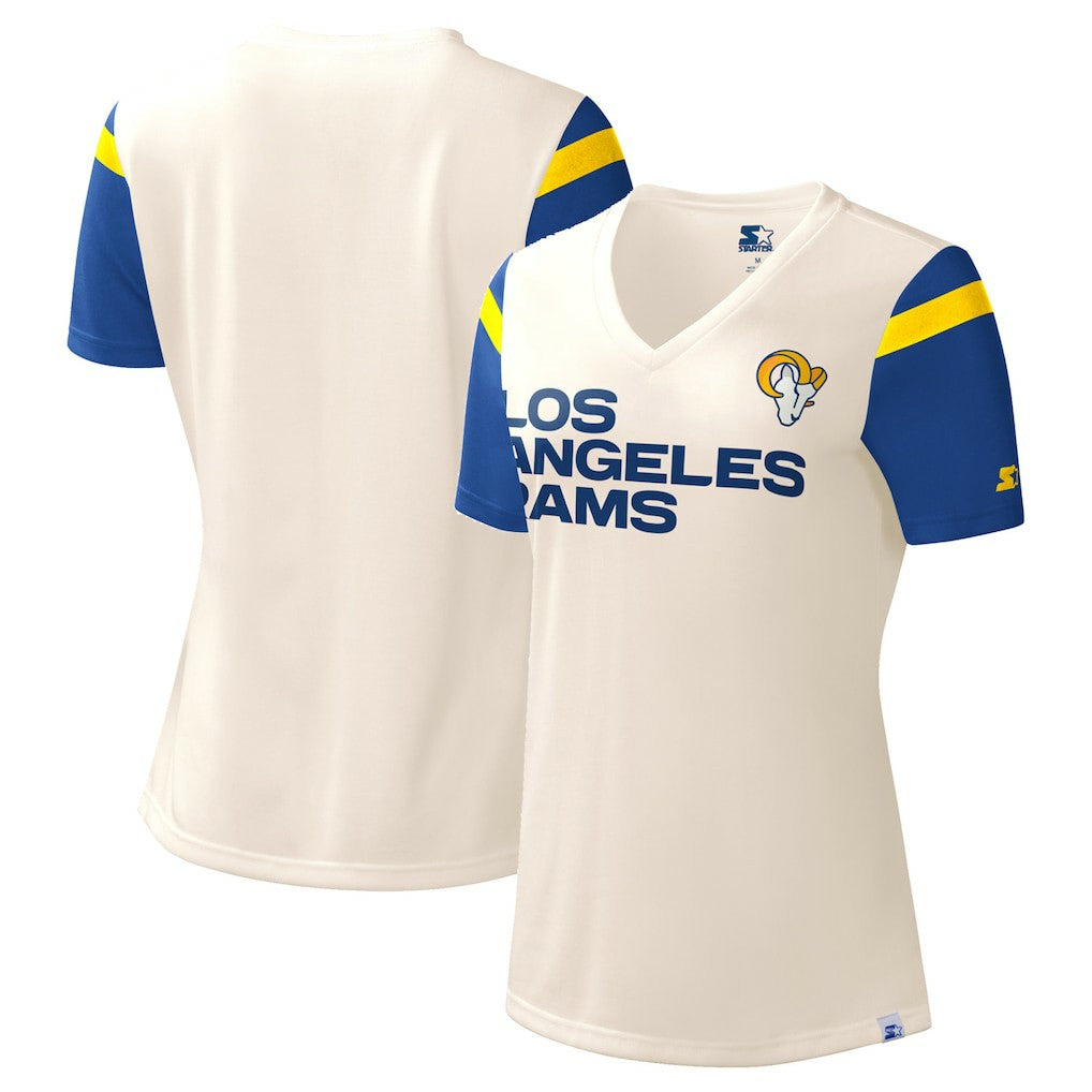 Los Angeles Rams Starter Women's Kick Start V-Neck T-Shirt White - NFL