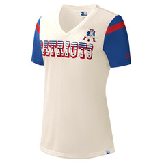 New England Patriots Starter Women's Kick Start V-Neck T-Shirt Cream - NFL