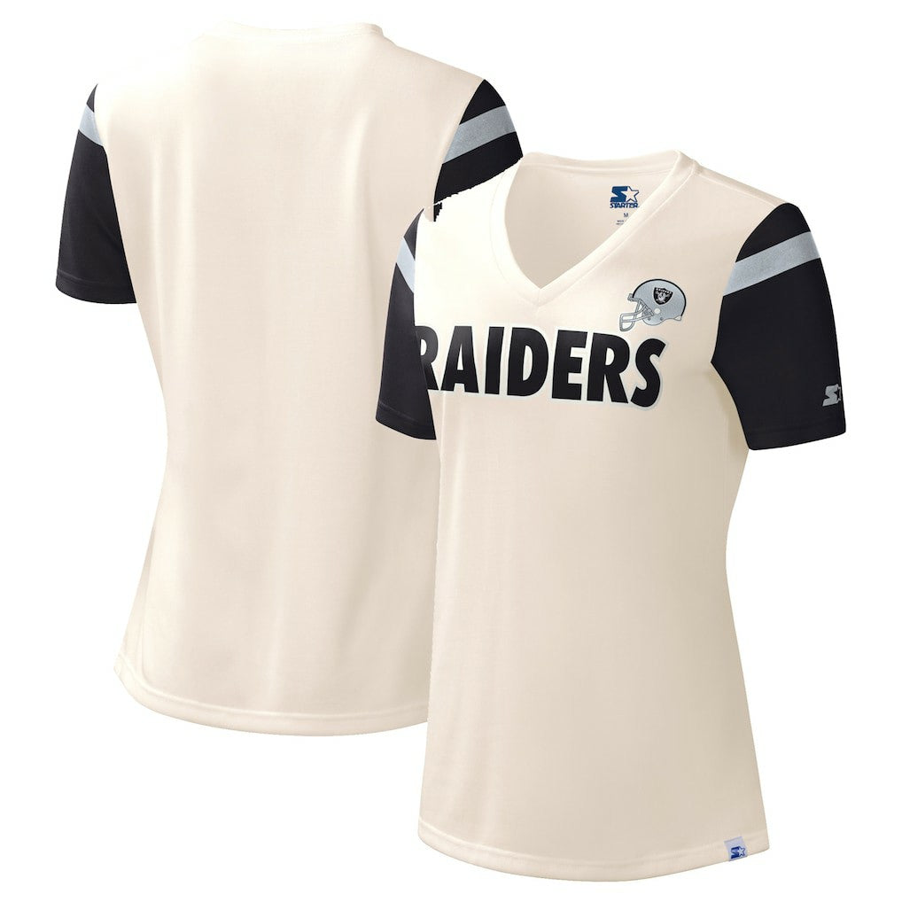Las Vegas Raiders Starter Women's Kick Start V-Neck T-Shirt White - NFL