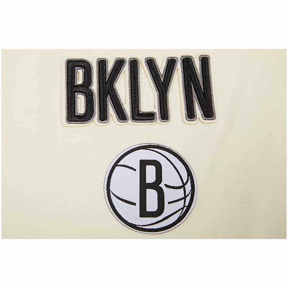 NBA - Brooklyn Nets Pro Standard Women's Retro Classic Cropped Boxy T-Shirt - Cream