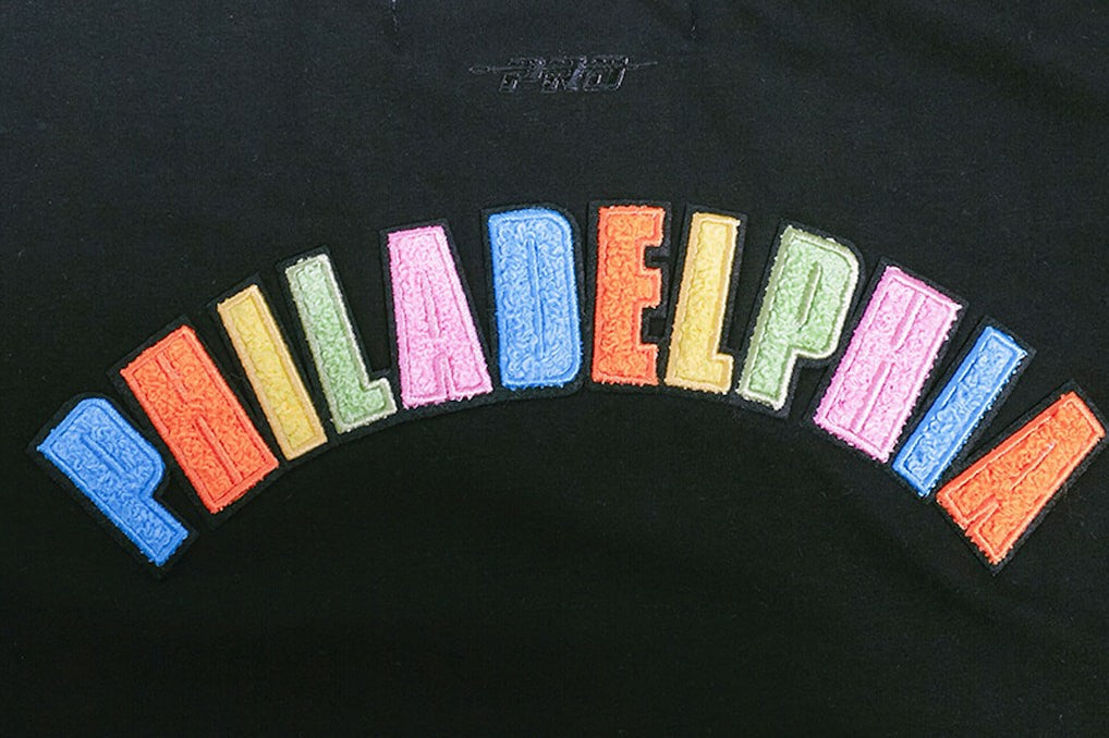 NBA - Philadelphia 76ers Pro Standard Women's Washed Neon Cropped Boxy T-Shirt - Black