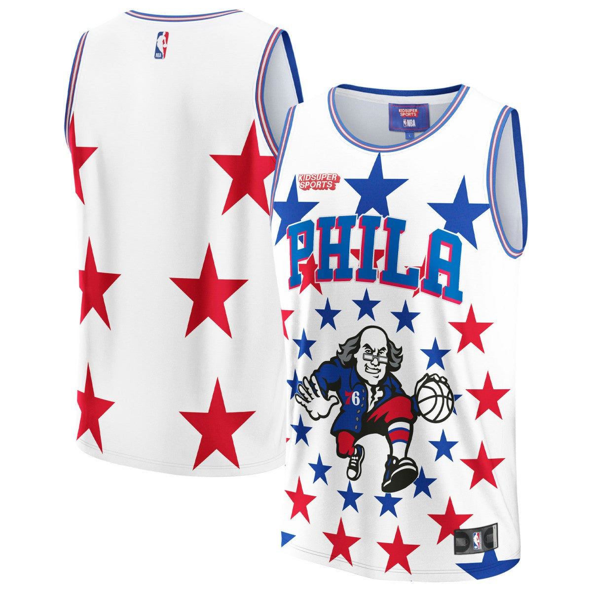Philadelphia 76ers NBA & KidSuper Studios Unisex Hometown Jersey - White | NBA Jerseys